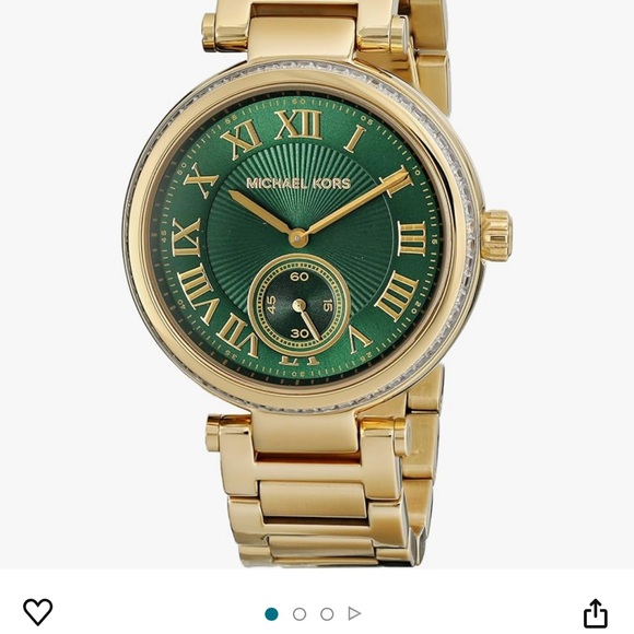 MICHAEL Michael Kors Accessories - Michael Kors Gold and Emerald Face Watch stainless steel water resistant.
